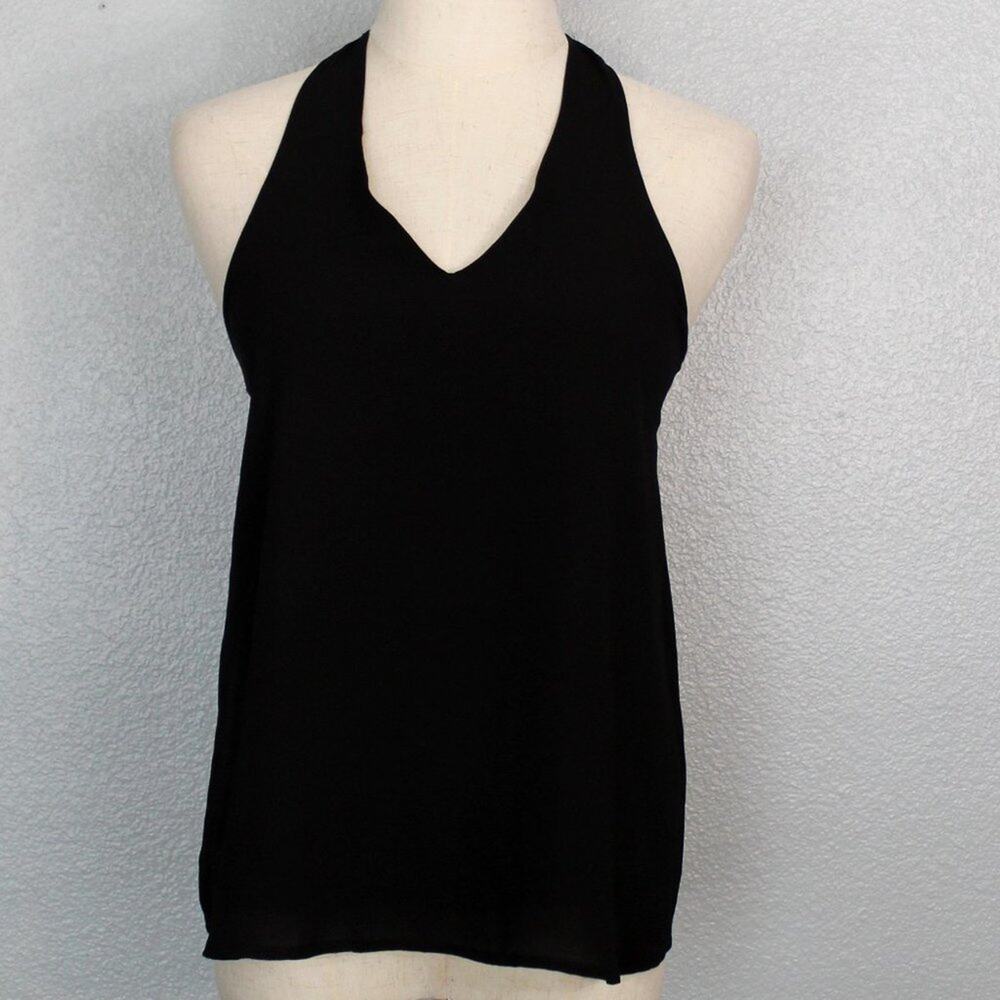 Banana Republic Black Sleeveless Blouse Keyhole Back Size Petite XXS